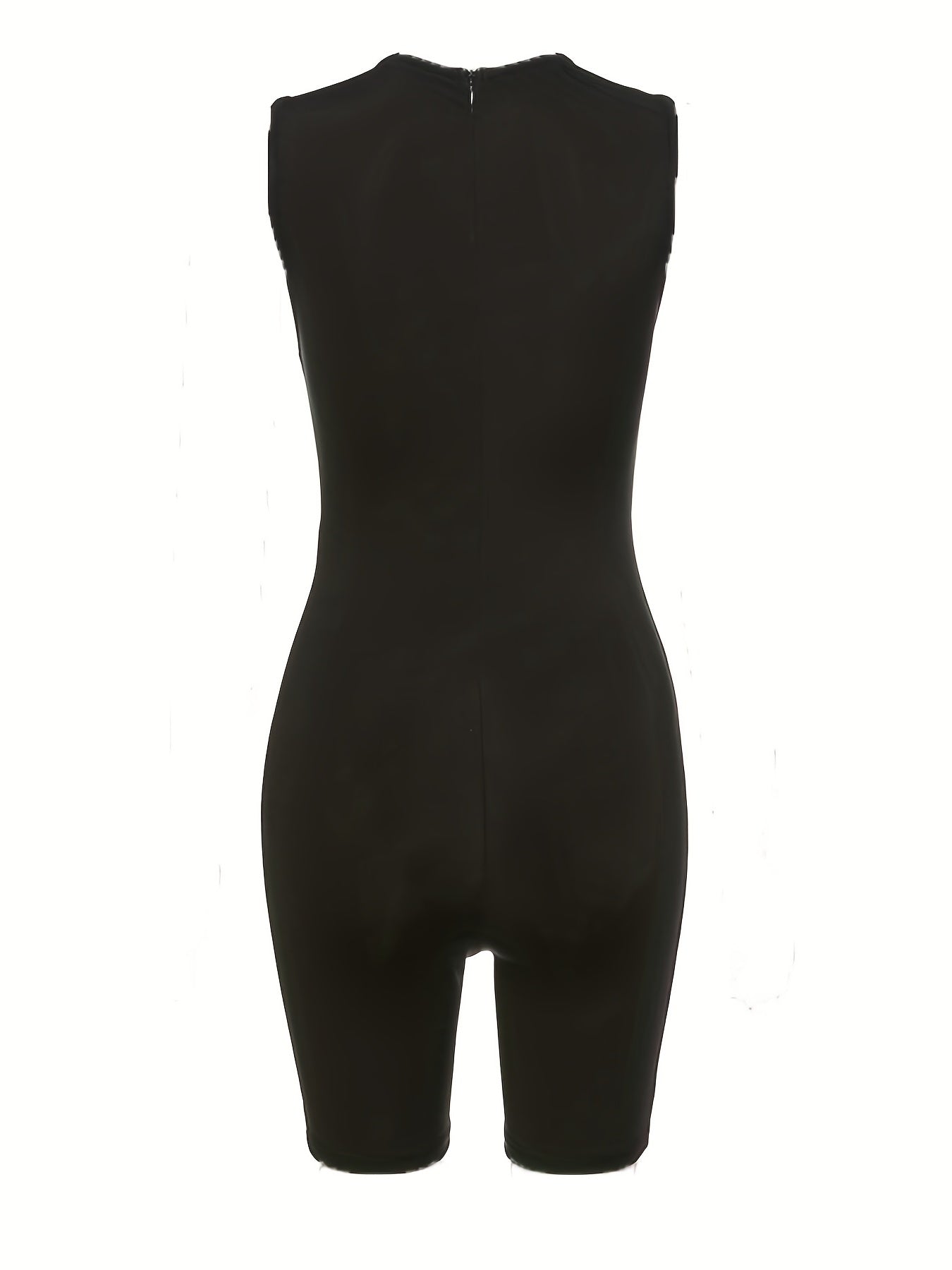 Sleeveless Zip Up Slim Romper Jumpsuit
