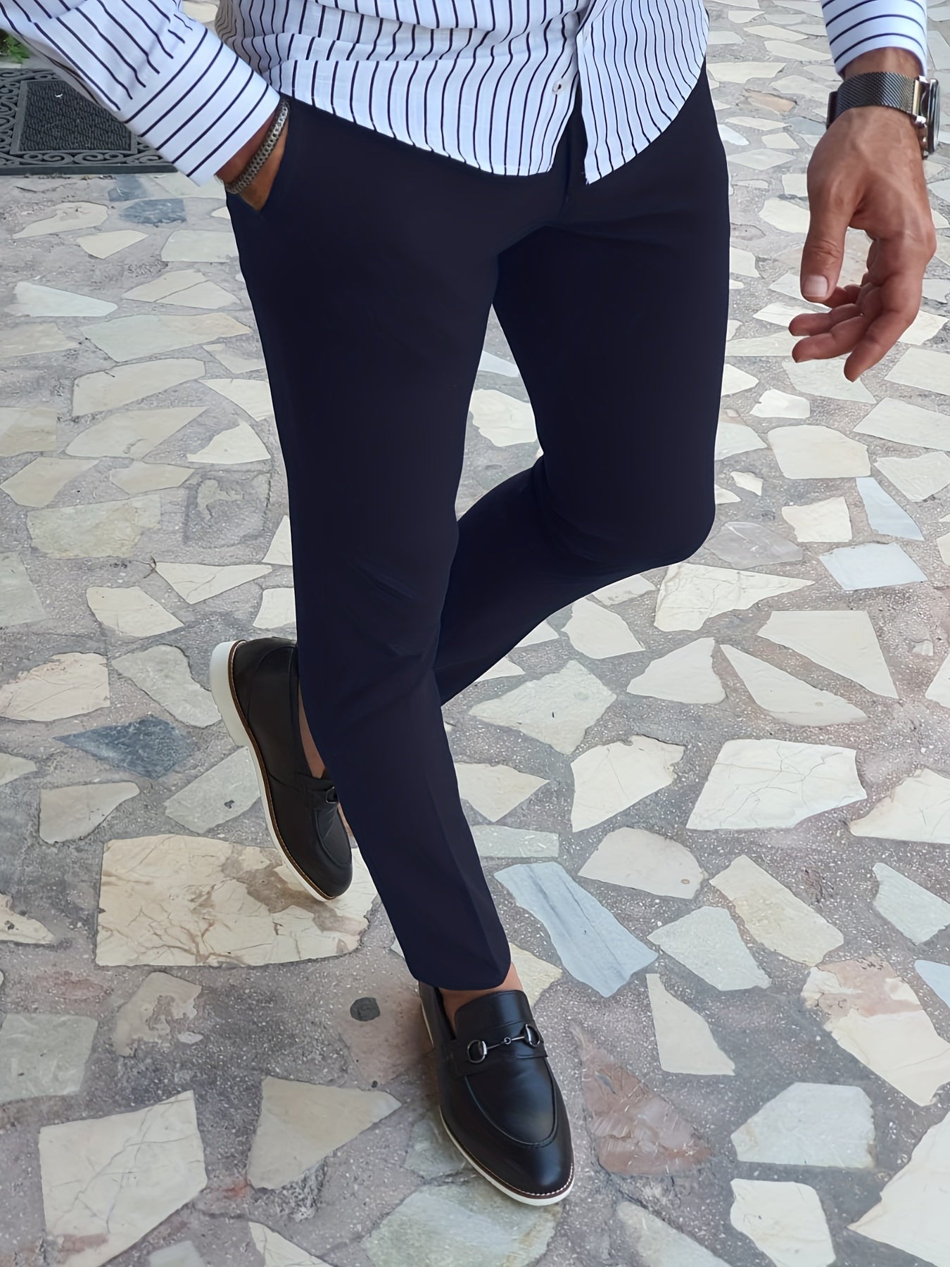 Men's Slim Fit Vintage Style Stretch Dress Pants