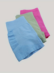 3pcs Slim Fit Yoga Shorts High Stretch Solid Seamless Gym Sporty Shorts