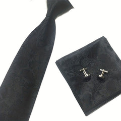 3pcs set Necktie For Men Red Tie British Style Paisley Pocket Square