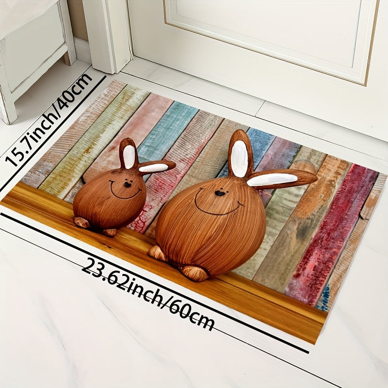 Rabbit Pattern Rug Machine Washable Floor Mat Room Decorative Carpet