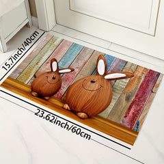 Rabbit Pattern Rug Machine Washable Floor Mat Room Decorative Carpet