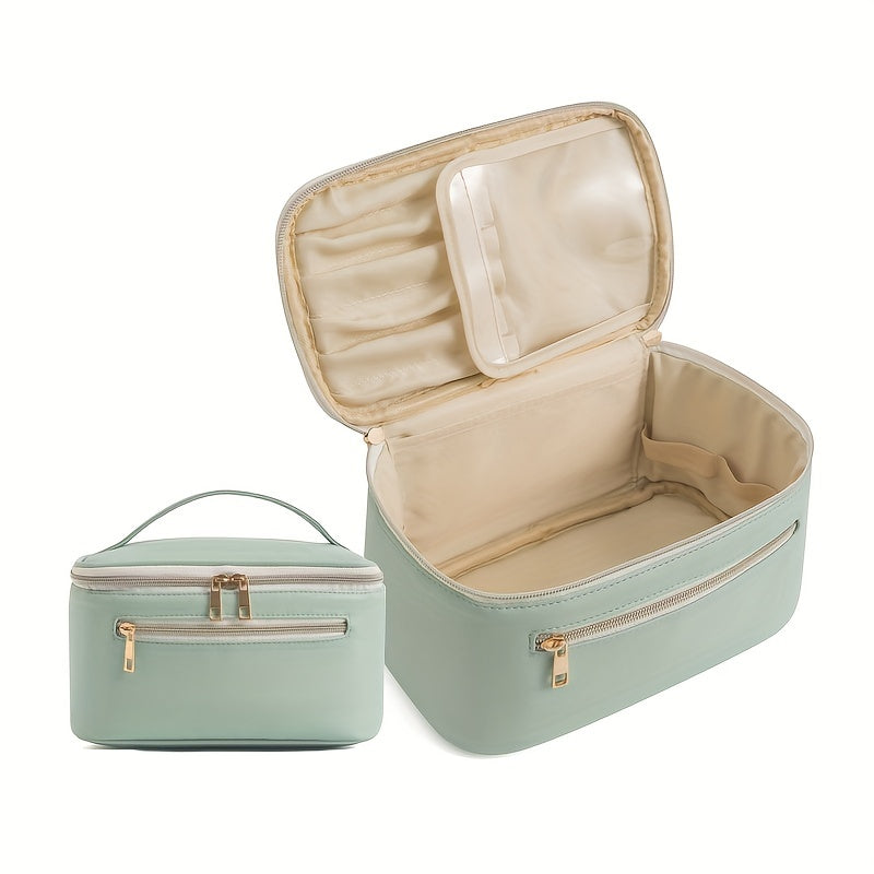 Makeup Bag with Brush Holder & Handle Travel Makeup Organizer