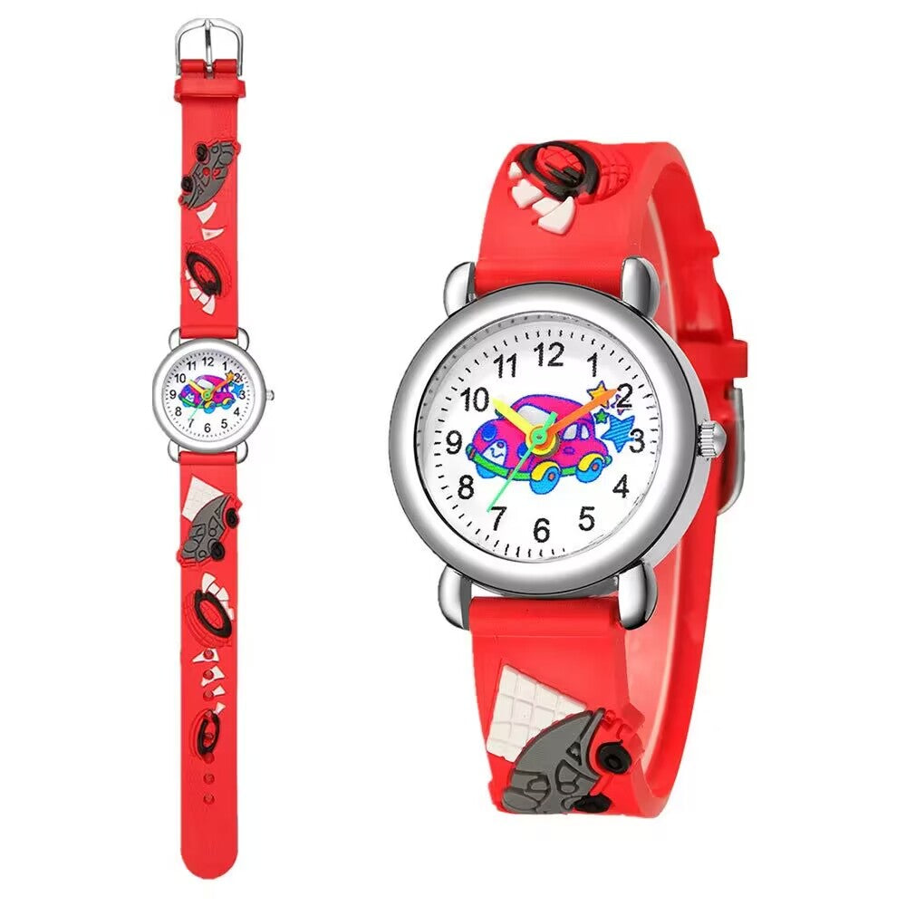 Boys Cartoon Car Quartz Watch Rubber Sports Children's Accessories