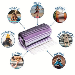 Mexican Woven Blanket for Outdoor Activities - Beach, Picnic, Yoga, Camping