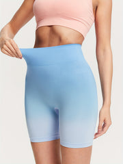 Ombre Seamless Biker Shorts High Waisted Slimming Workout Shorts