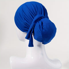 Solid Tied Turban Cap Long Hair Head Wrap Casual Hijab Head Scarf