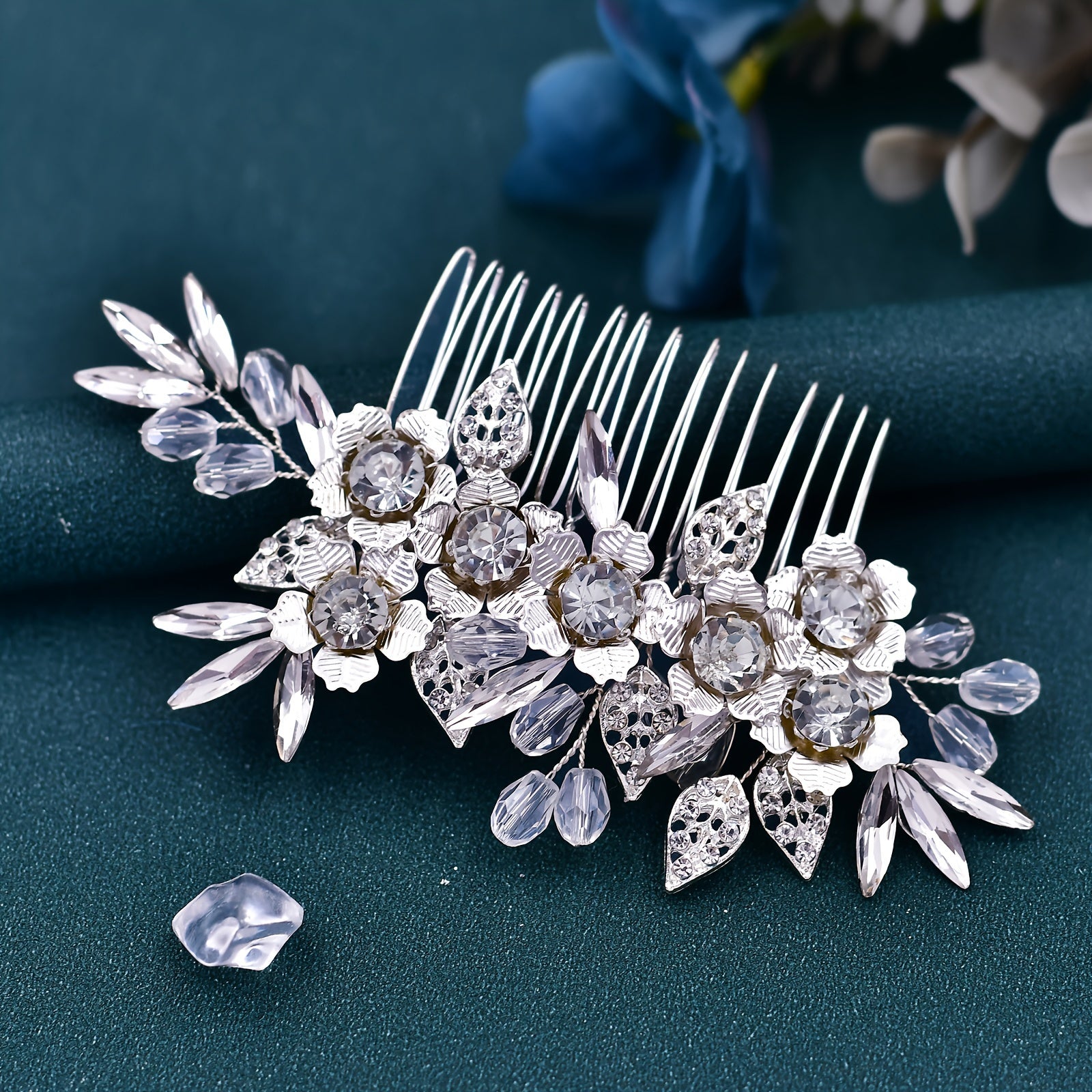 Rhinestone Bridal Side Comb Handwoven Crystal Headdress
