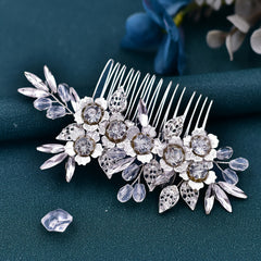 Rhinestone Bridal Side Comb Handwoven Crystal Headdress
