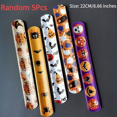 12pcs Halloween Slap Bracelets Skeleton Wrist Strap Decor