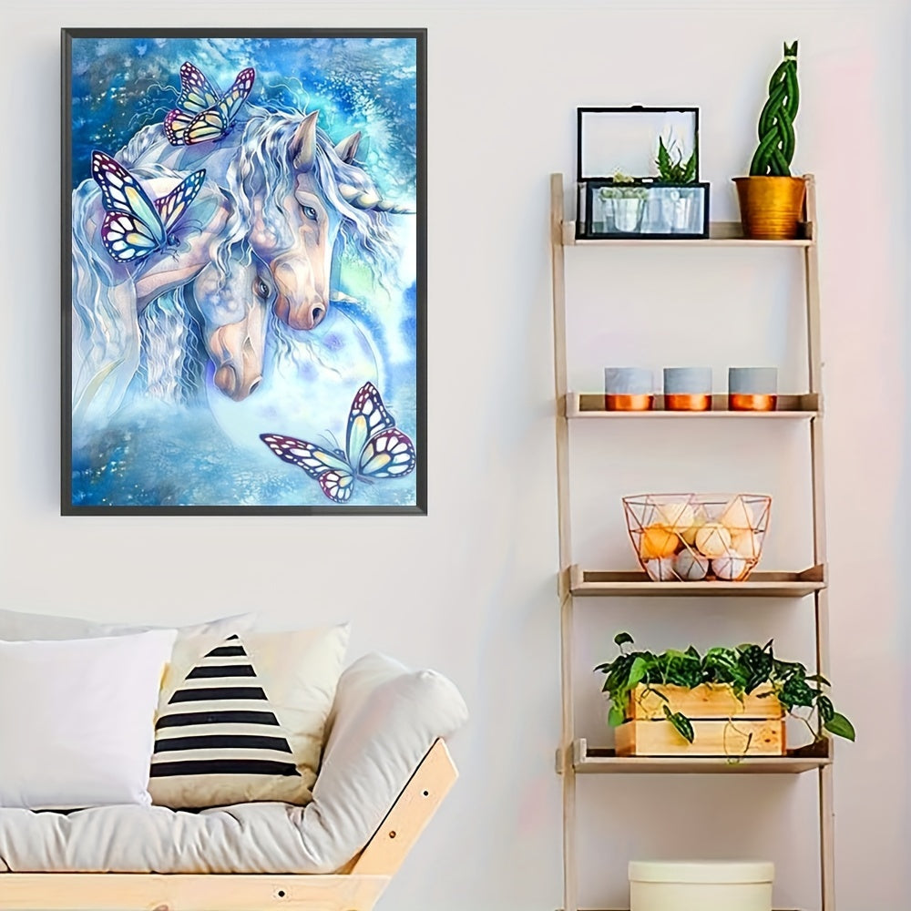 Unicorn & Butterfly Canvas Painting Poster for Home Wall Decoration