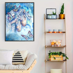 Unicorn & Butterfly Canvas Painting Poster for Home Wall Decoration