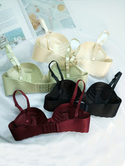 4pcs Girls Seamless Bras Solid Smooth Breathable Wireless Half Cup Bras