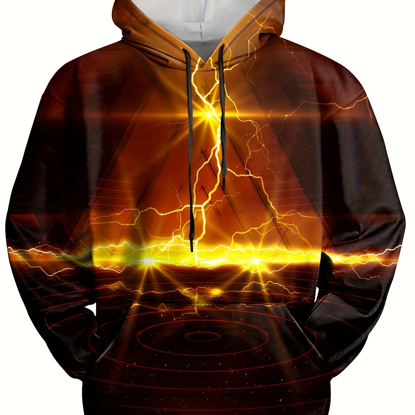 Lightning Print Hoodies For Men - Comfy Loose Hooded Pullover