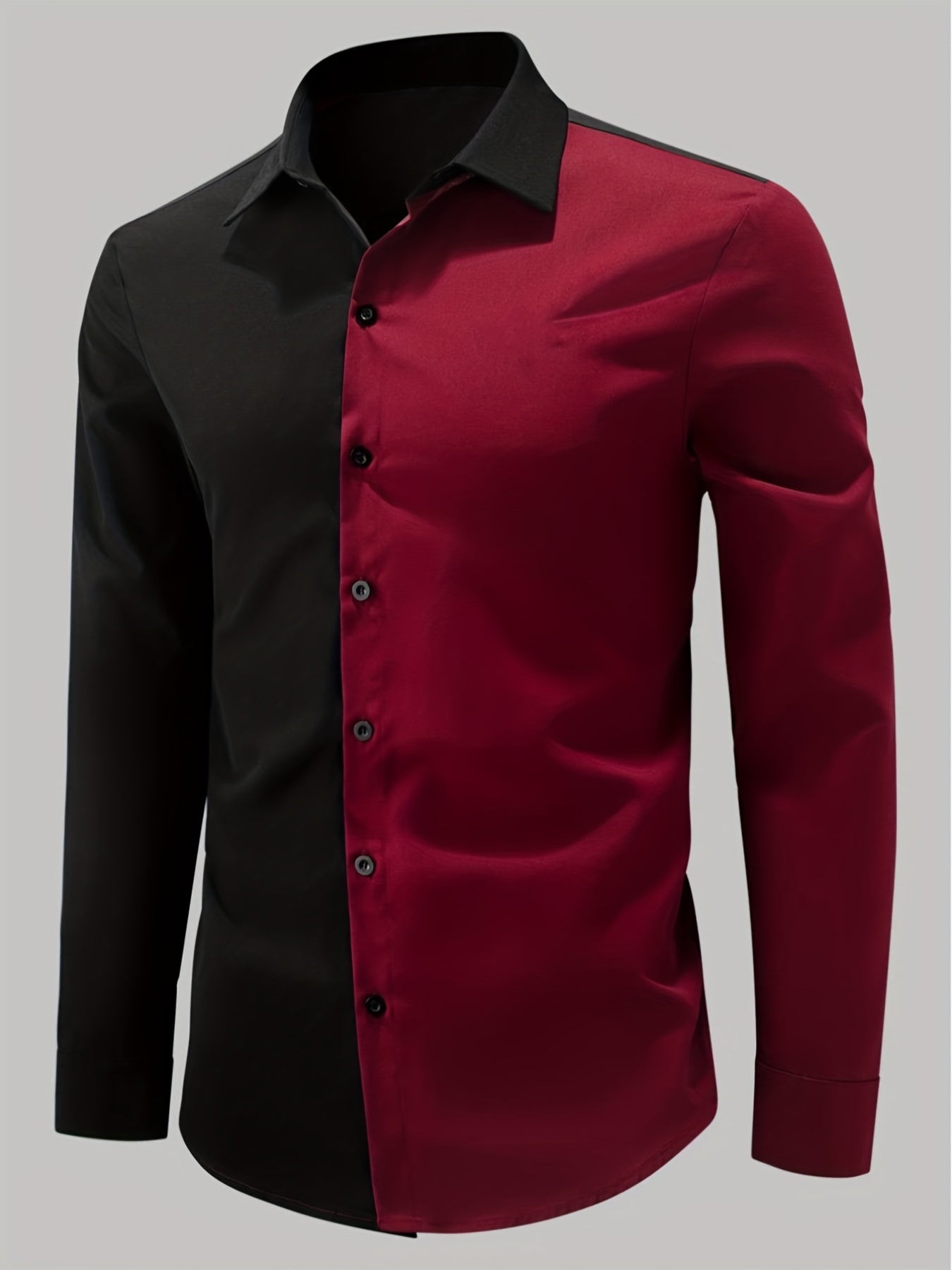 Red & Block Men s Casual Button Up Shirt