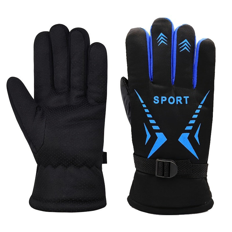Men's Winter Cycling Gloves Windproof Warm Velvet Large Cotton Gloves