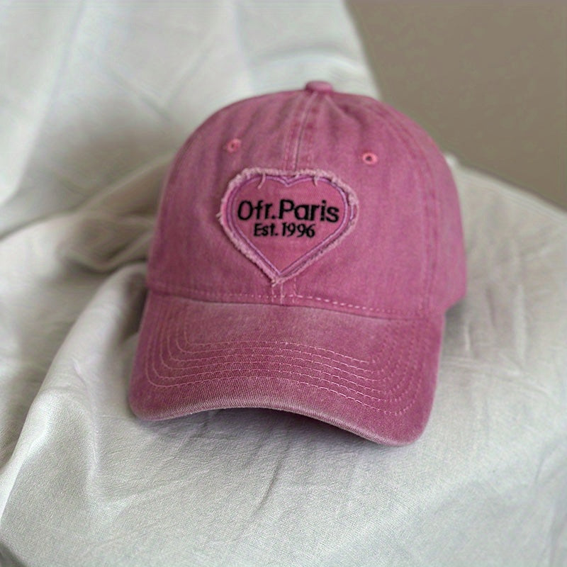 Adjustable Cotton Mens Peaked Cap with Love Embroidered