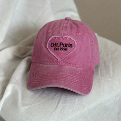 Adjustable Cotton Mens Peaked Cap with Love Embroidered