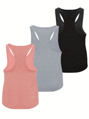 3-Pack Women's Plus Size Racer Back Tank Top Set