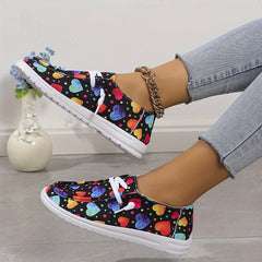 Colorful Love Heart Pattern Slip On Shoes for Women