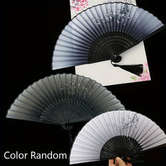 Chinese Folding Fan Dance Lace Silk Handheld Floral Fan Photo Props