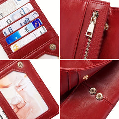 HUMERPAUL Women's Red Leather RFID Blocking Wallet