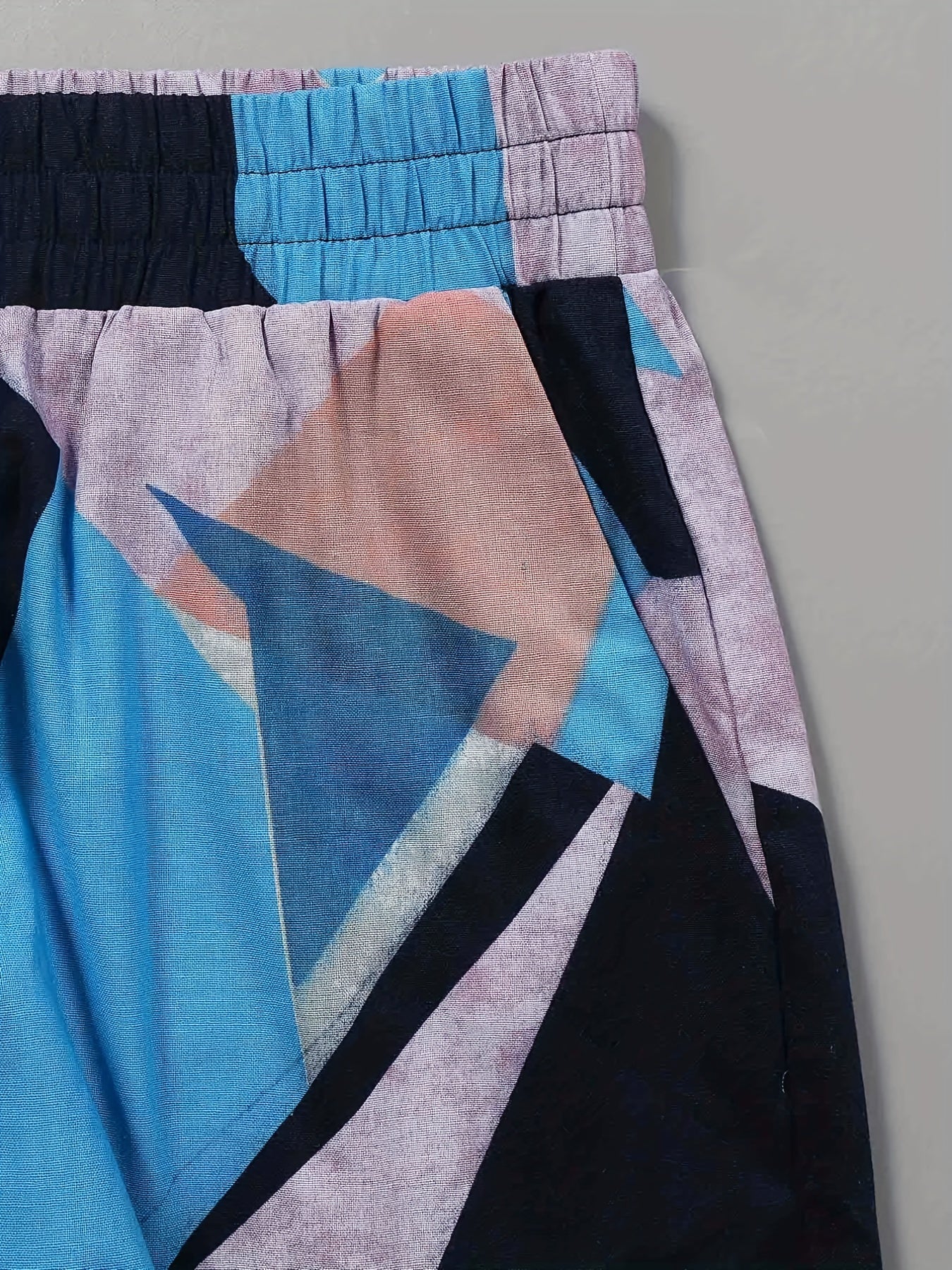 Colorblock Geometric Print Tee & Pants Set