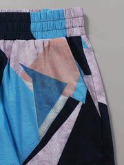 Colorblock Geometric Print Tee & Pants Set