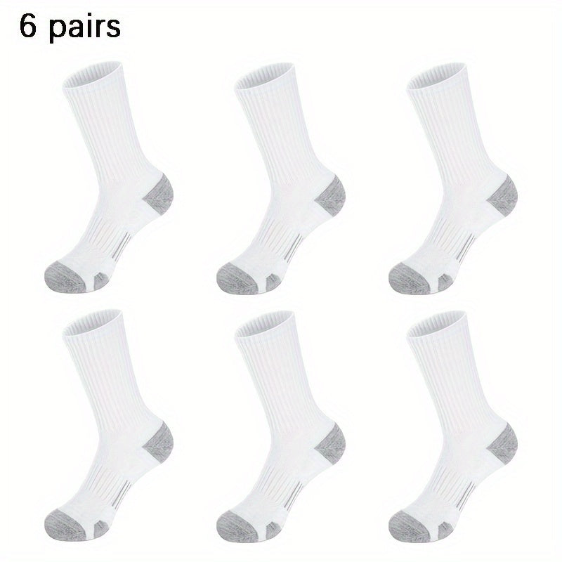 6 Pairs Basketball Sports Socks - Sweat Absorbing Crew Socks