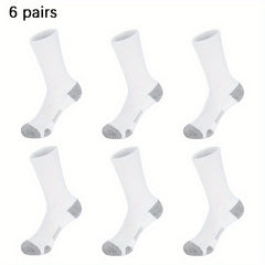 6 Pairs Basketball Sports Socks - Sweat Absorbing Crew Socks