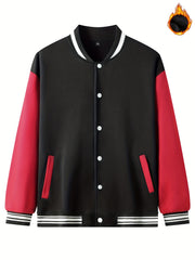 Lightning Wing Pattern Lightweight Varsity Jacket Men's Fall Winter