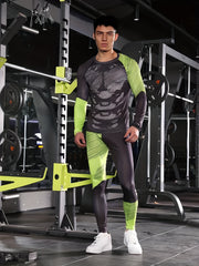 2pcs Men's Camo Sweatshirt & Leggings - Quick Dry & High Stretch