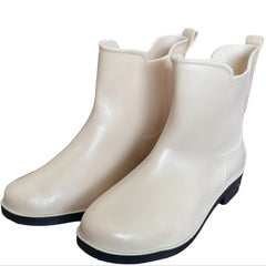 Solid Waterproof PVC Rain Boots Wear Resistance Non Slip Flat Short Water Shoes