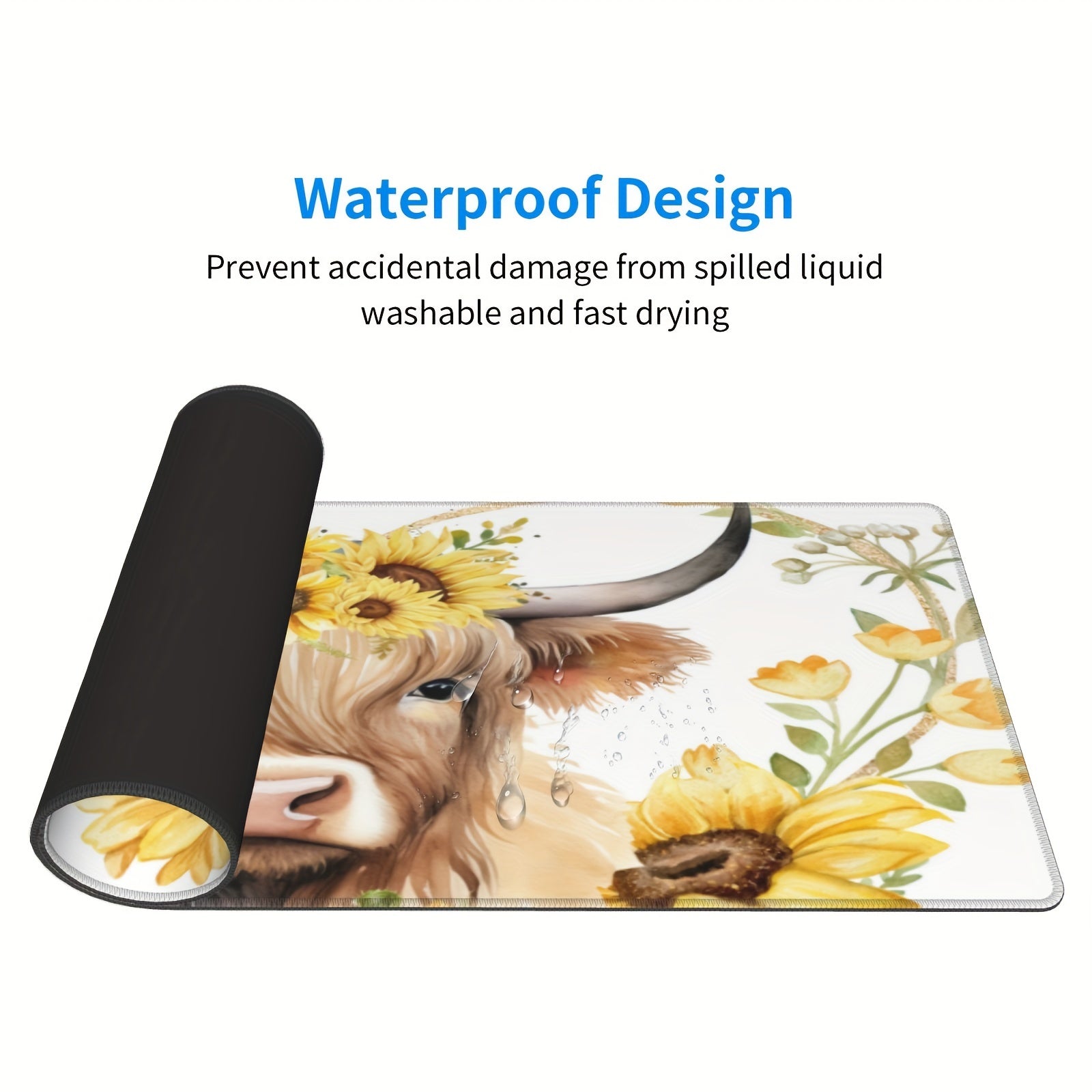 Sunflower & Beef Desk Mat Gaming Mouse Pad Non-Slip Base 29.97x80.01
