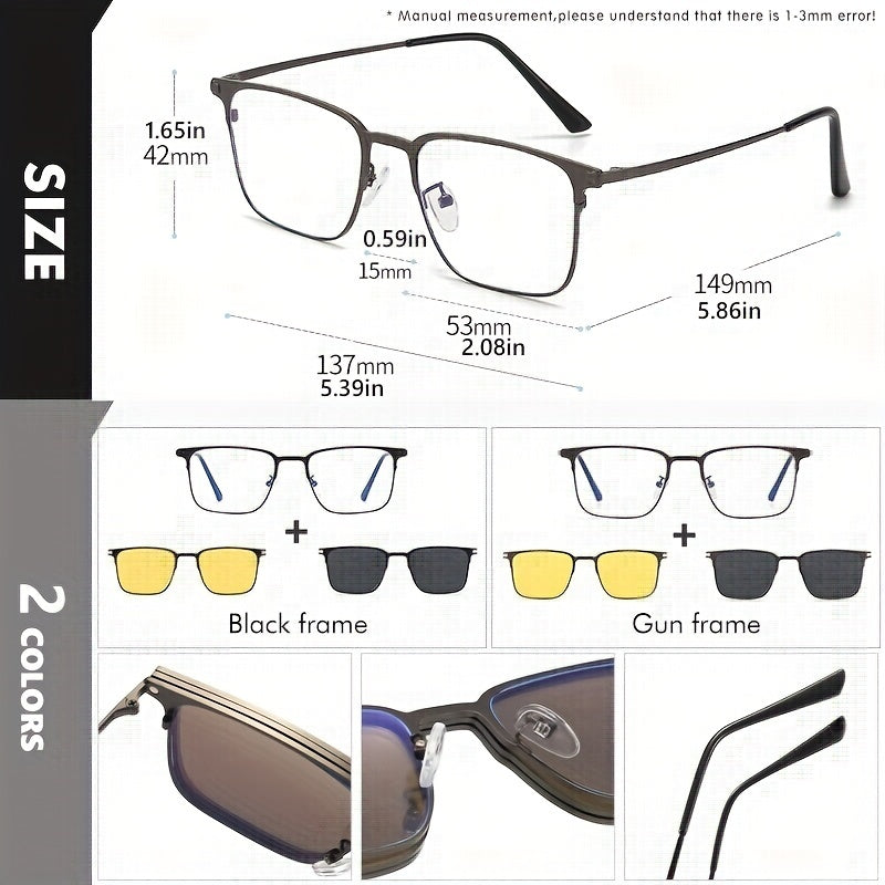 Polarized Magnet Clip On Glasses Men Night Vision Sunglasses Set
