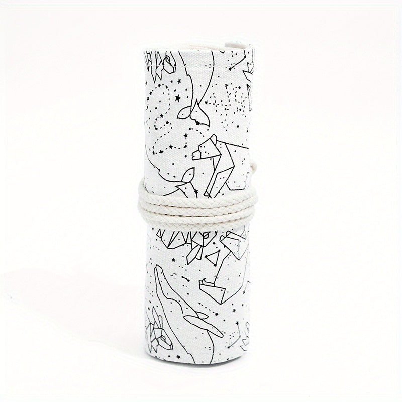 Canvas Pencil Bag Roll 72 Holes Creative Stationery Box