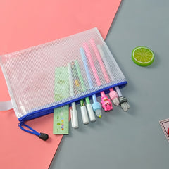 Waterproof Transparent Zipper Bag A4 A5 Mesh Stationery Bag