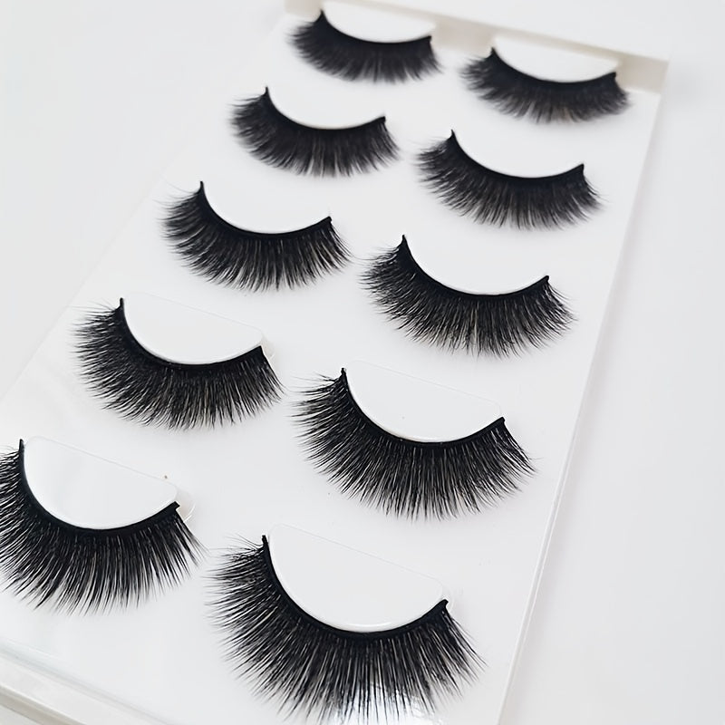 5 Pairs 3D Silky Lashes for Hooded Eyes Fluffy Natural Look Makeup Gift