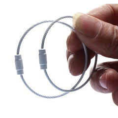 10pcs Stainless Steel Wire Keychain Circle Rope Cable Loop Outdoor Camp