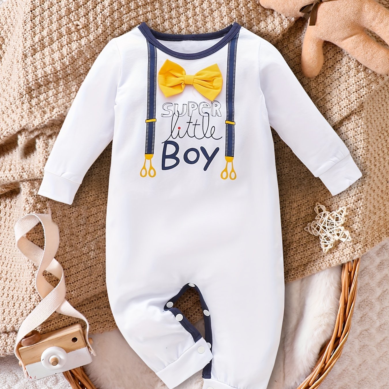 Baby Gentleman Jumpsuit LITTLE BOY Print Cotton Onesie