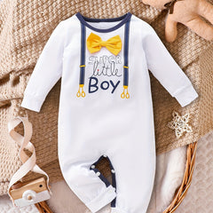 Baby Gentleman Jumpsuit LITTLE BOY Print Cotton Onesie