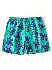 Octopus Pattern Men's Swim Trunks Quick Dry Beach Shorts Swimwear