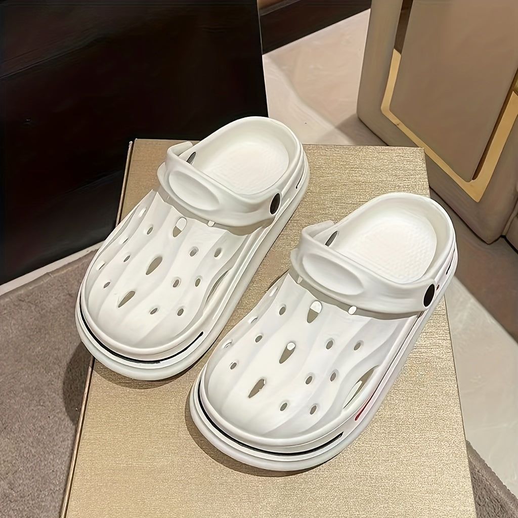 Women's Solid Garden Clogs Casual Hollow Out Slip On Shoes