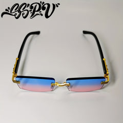 Rimless Square Gradient Sunglasses for Men and Women