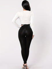 High Waist Ripped Skinny Leggings Casual Stretchy Legging