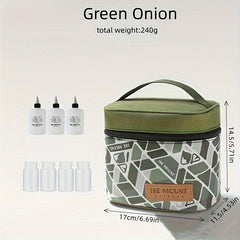 Functional Storage Bag with Plastic Seasoning Bottles for Camping and Picnic