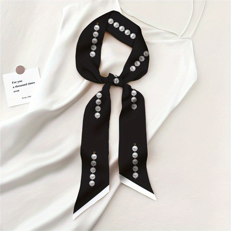 Beads Print Skinny Scarf Neck Tie Long Hair Ribbon Decorative Bag Wrap