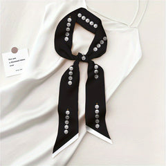 Beads Print Skinny Scarf Neck Tie Long Hair Ribbon Decorative Bag Wrap
