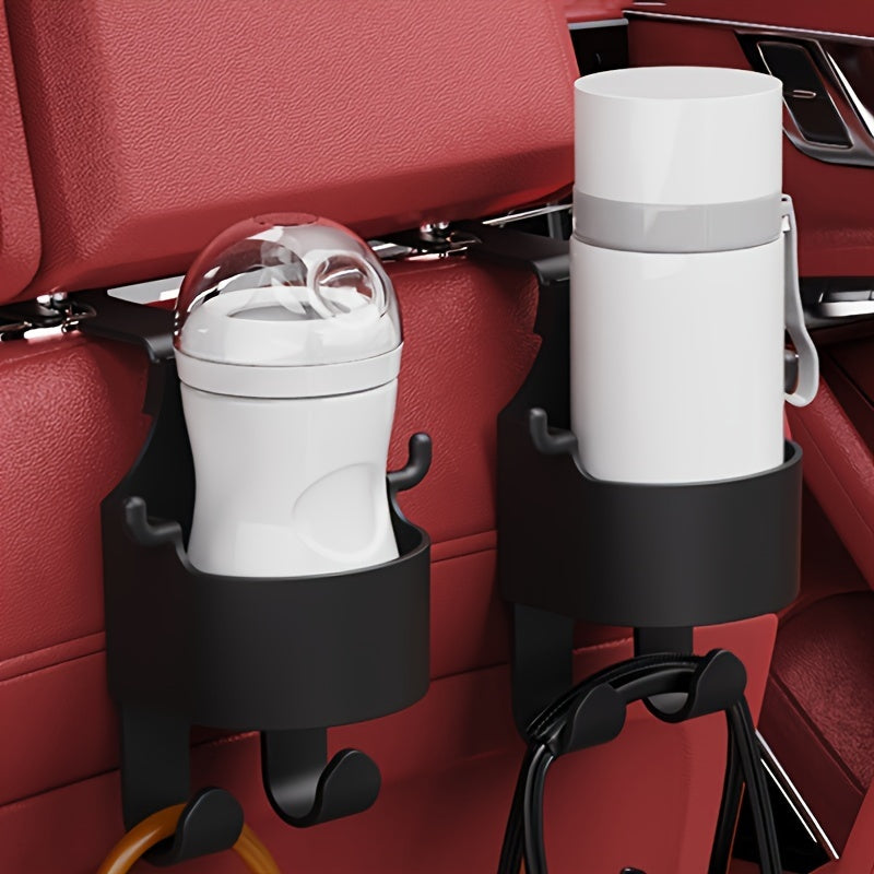 Car Mounted Cup Holder With Hooks & Seat Back Storage Bag