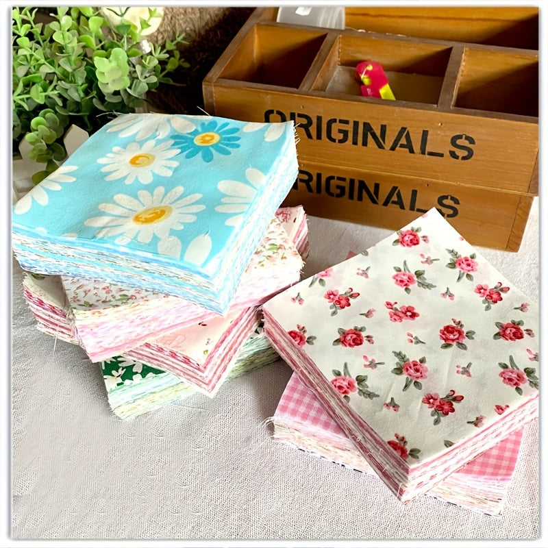 50Pcs Floral Cotton Fabric Bundle for DIY Craft Doll Clothes Sewing Patch